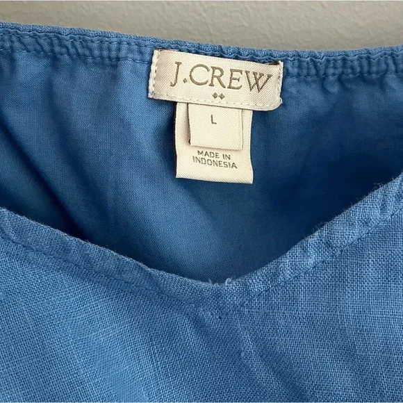 J. Crew Blue Linen Spaghetti Streps Sundress Mini size L - Picture 3 of 7